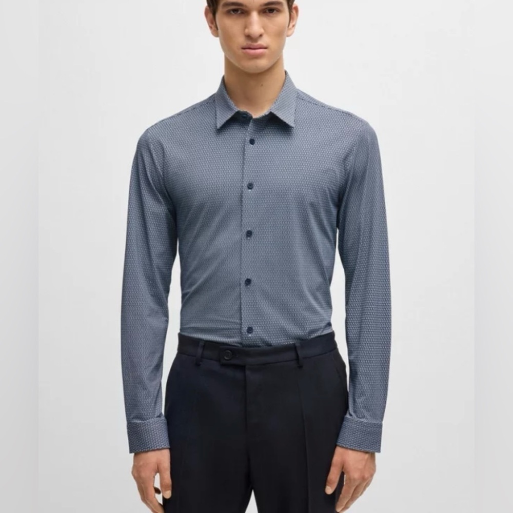 BOSS SLIM-FIT SHIRT IN PRINTED PERFORMANCE-STRETCH FABRIC